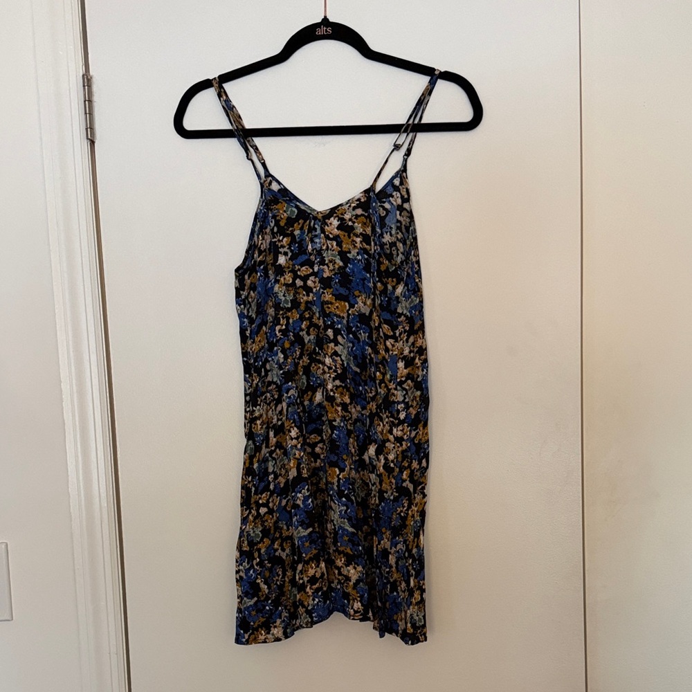 For Love And Lemons Blue and Brown Floral Mini Dress